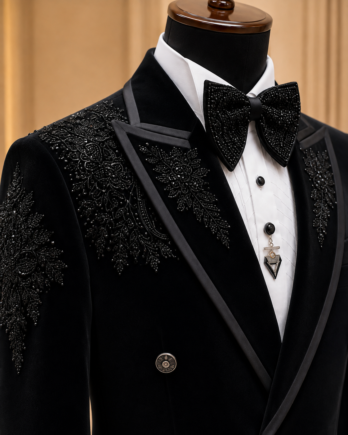 The KlassyMen Slim Fit Sharkskin Tuxedo