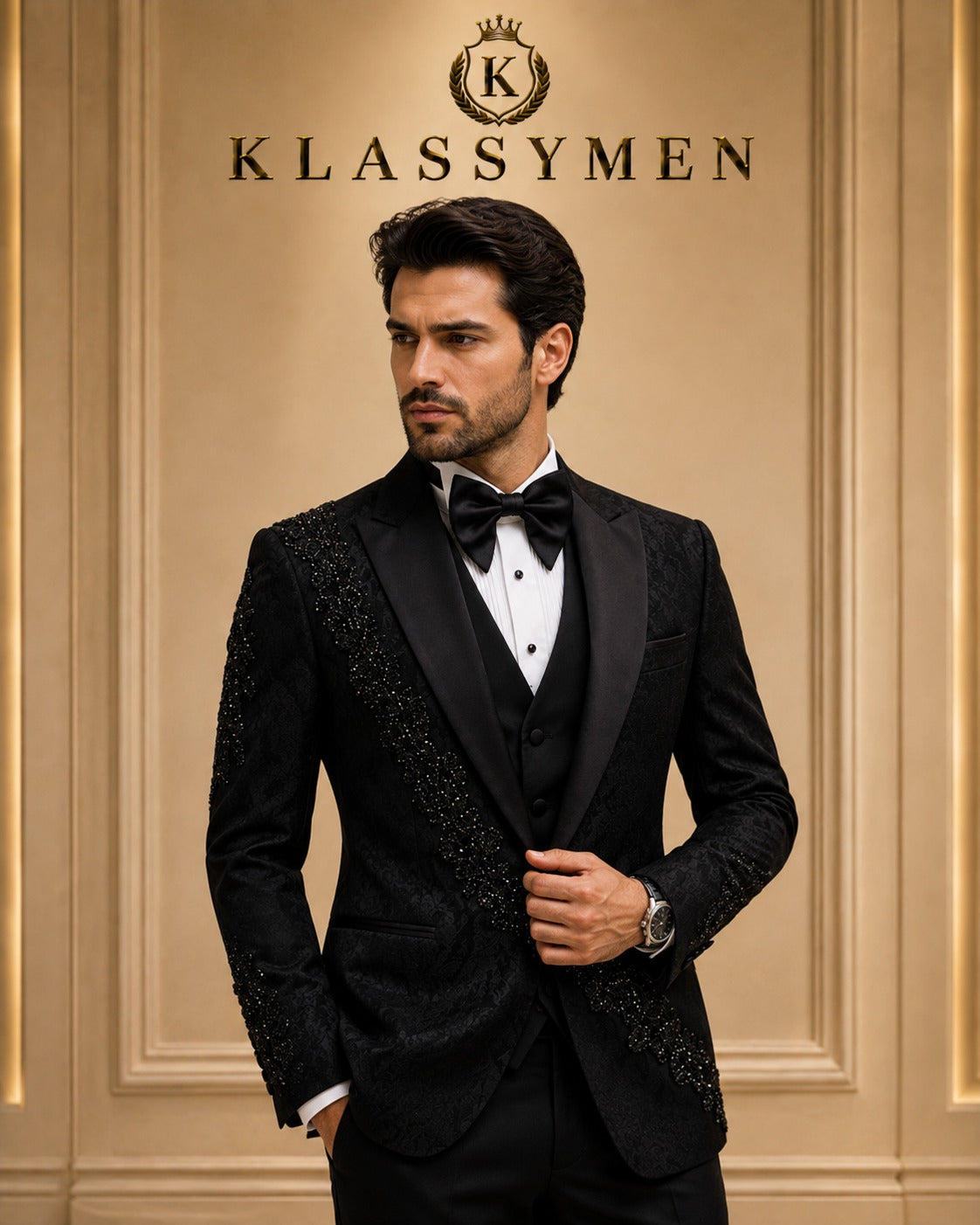 The KlassyMen Slim Fit Sharkskin Suit
