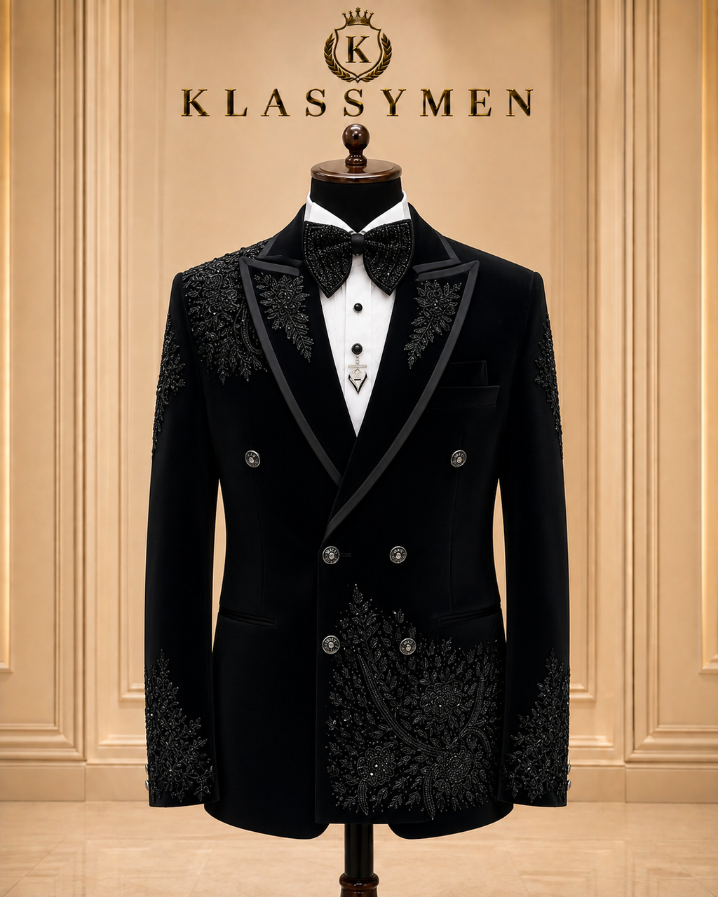 The KlassyMen Slim Fit Sharkskin Tuxedo