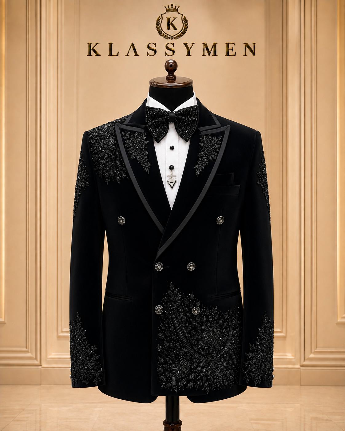 The KlassyMen Slim Fit Sharkskin Tuxedo