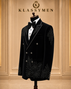 The KlassyMen Slim Fit Sharkskin Tuxedo