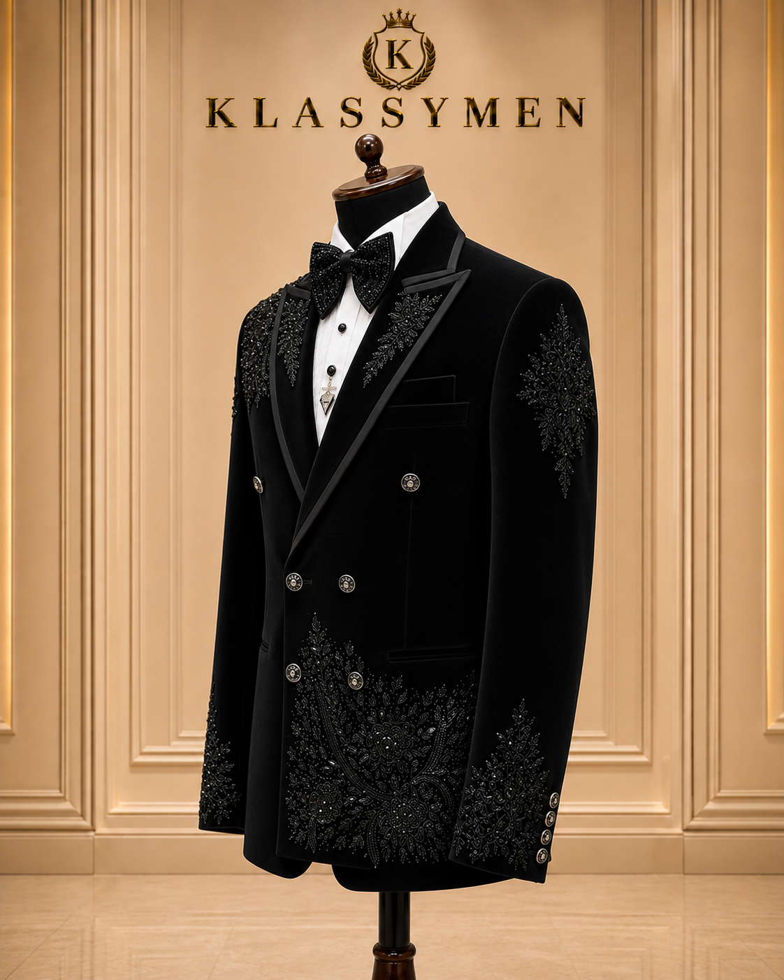 The KlassyMen Slim Fit Sharkskin Tuxedo