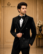 The KlassyMen Slim Fit Sharkskin Tuxedo