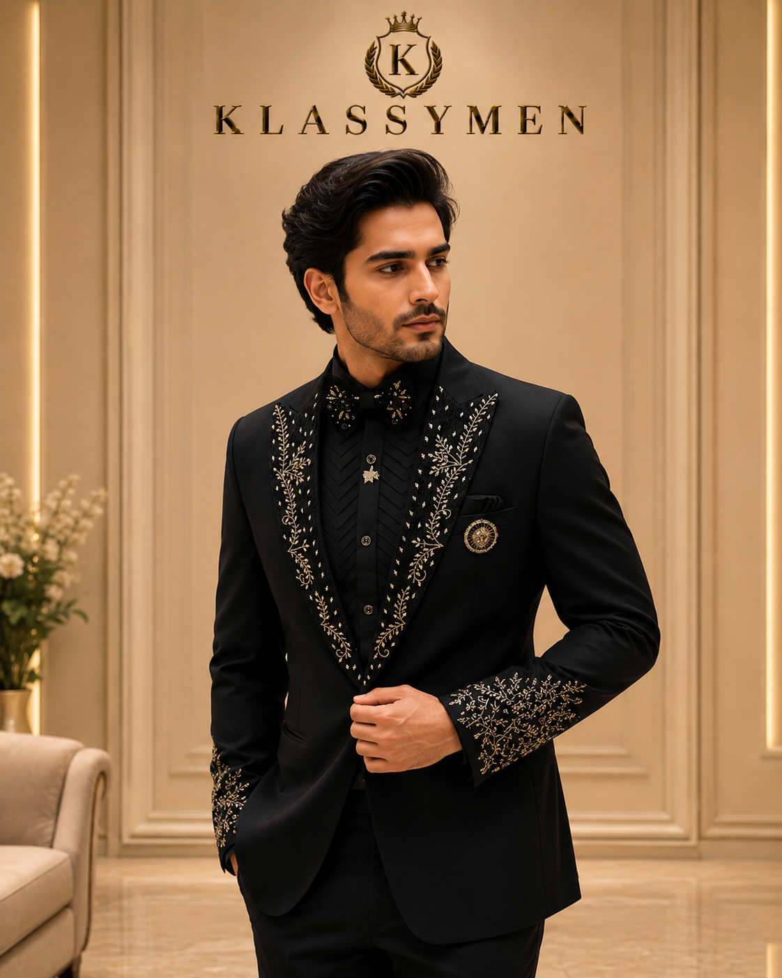 The KlassyMen Printed Floral Suit